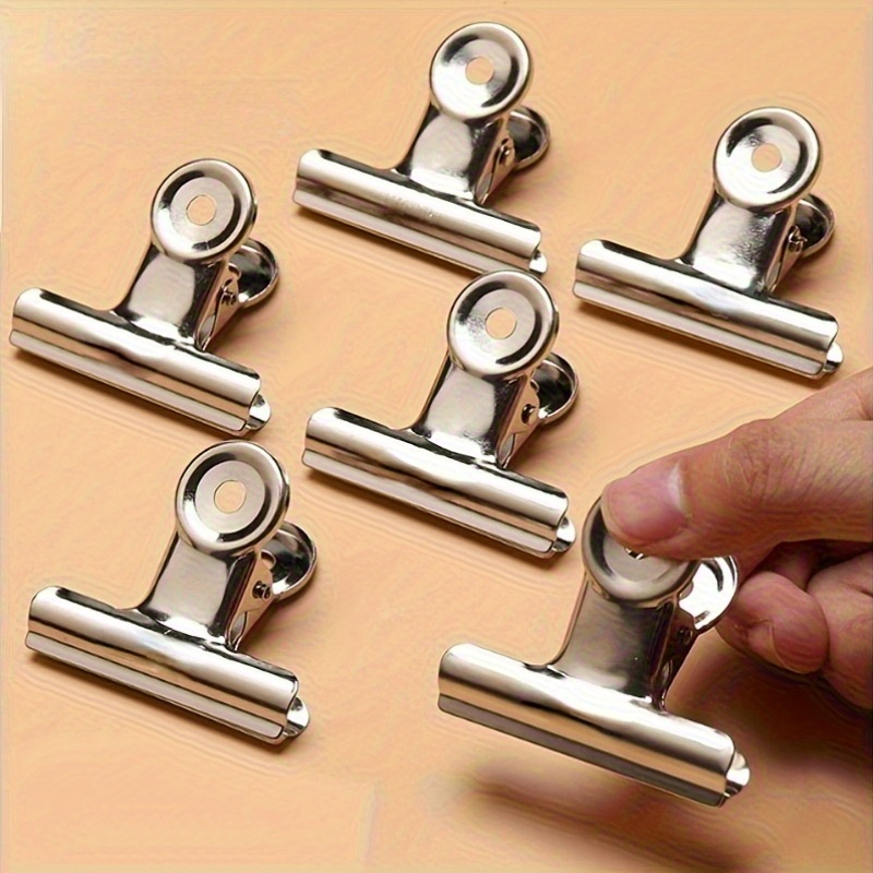 Image of 7pcs Durable Stainless Steel Food Bag Sealing Clip Set, Suitable For Kitchen, Office, School And More, Designed To Keep Snacks Fresh And Tidy