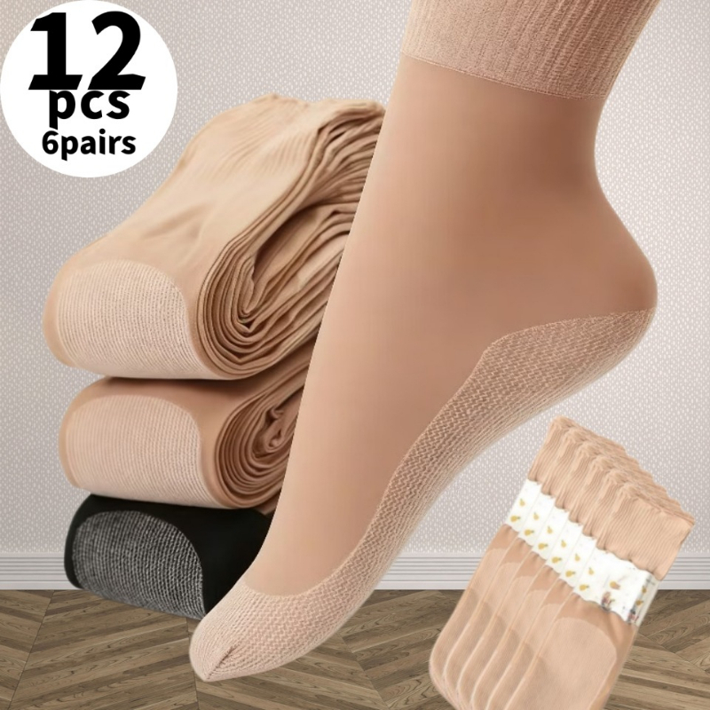 TEMU 12pcs/6 Pairs Compression Socks, Designed For And Seniors, Featuring An Extra-wide, Unrestrictive Cuff. Lightweight, Breathable, And Non-slip