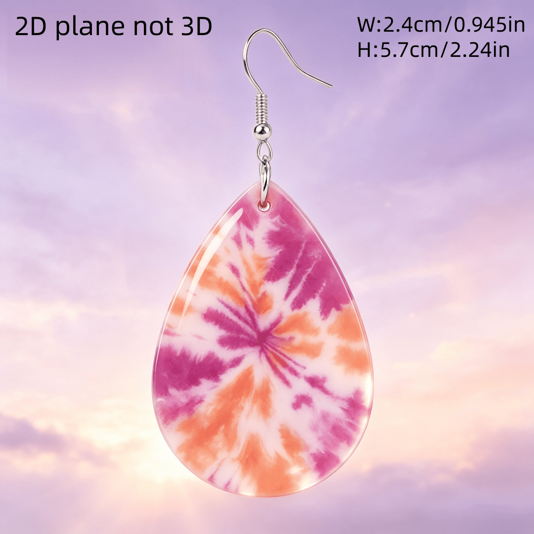 Women's Bohemian Tie-Dye Spiral Teardrop Dangle Earrings