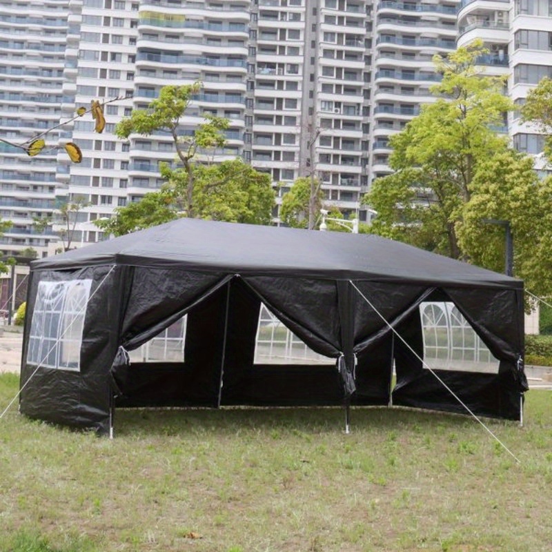 10'x20' Outdoor Party Tent with 6 Removable Sidewalls - Heavy-Duty Canopy Gazebo, High Quality Event Tent with Easy Setup, for Weddings, Parties, Markets, Markets - Black, Tents for Outside Party, Wedding Shelter, Sturdy Rope Support, Reinforced Frame, Market Vendors, Patio Shelter, Durable Construction, Weatherresistant Material, Market Stall Owners