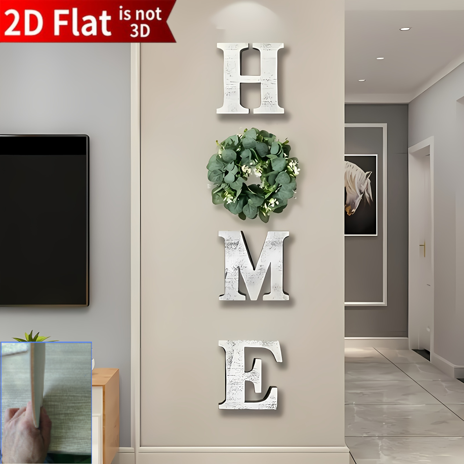 TEMU 2d Flat, 1 Set (4pcs) Country Style Set With Wreaths - Distressed Wooden Wall Decor - Ideal For Room, Kitchen, Entrance - Gift For Special