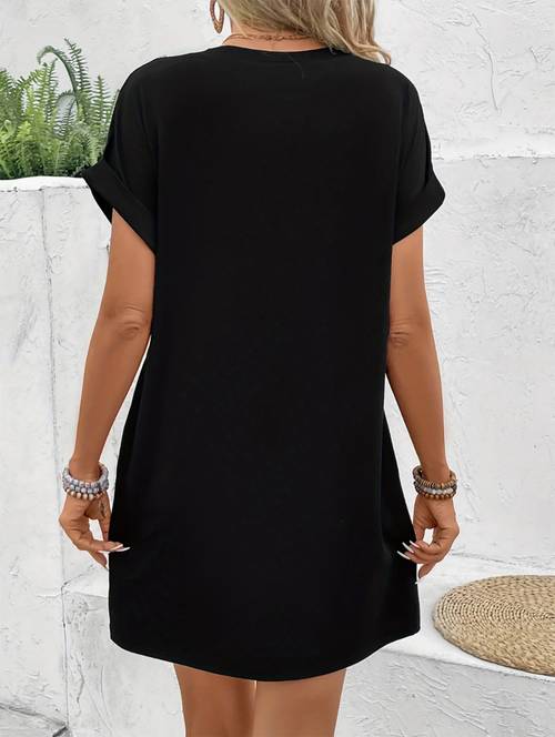 printed t shirt dress short sleeve round neck casual heat press dress suitable for summer and spring womens clothing