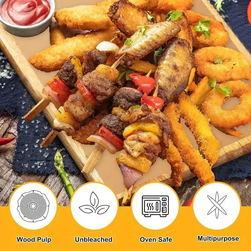 200 sheets parchment paper - extra thick 45gsm precut baking liners, unbleached & individually wrapped, 12x16 inches with rounded corners for air fryer, oven, grill, steamer - heavy duty disposable for, pizza, roasting, pastries - cost-effective bulk pack - double silicone coating for easy , grilling, frying, and steaming, stacked in box for convenient use, air fryer liners non stick, air fryer liners large size Product details 3