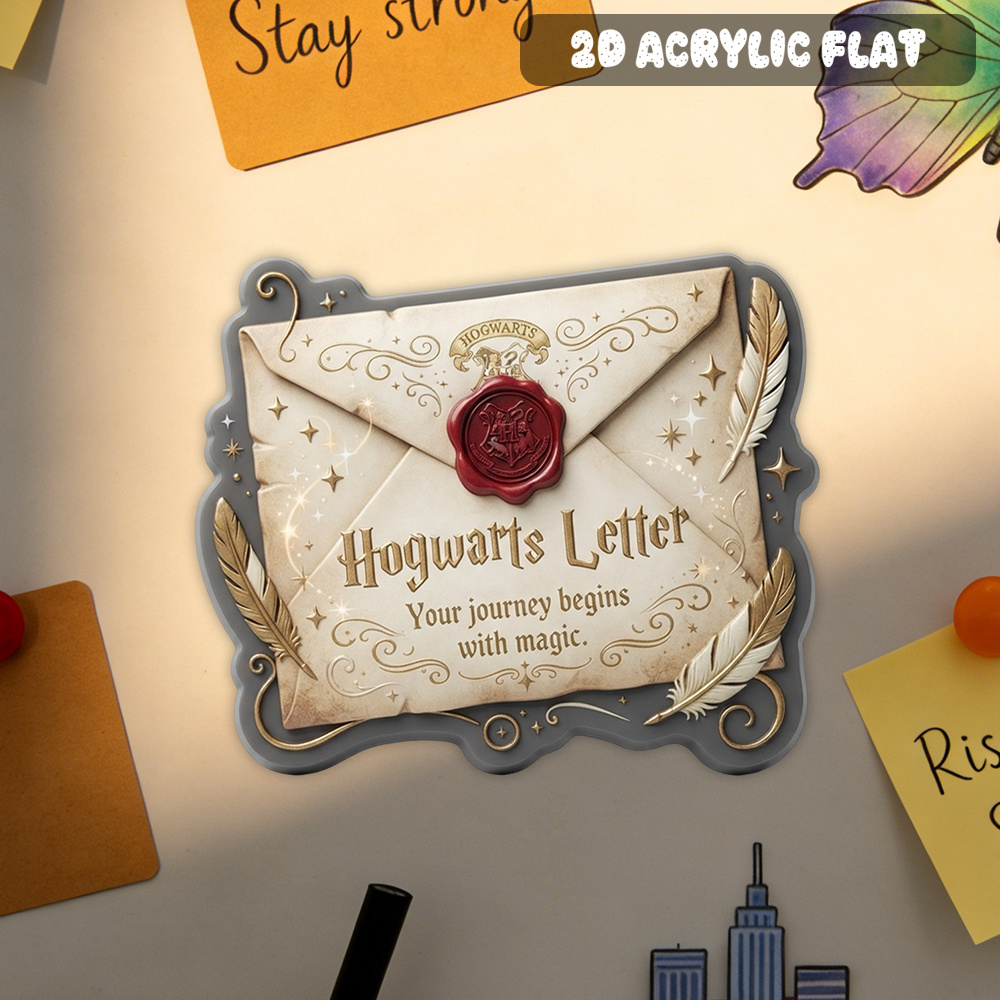 TEMU 1pc Harry Potter Hogwarts Letter Envelope Wax Seal Acrylic Fridge Magnet, Retro , Refrigerator Whiteboard Locker Decoration, Home Ornament, Fan