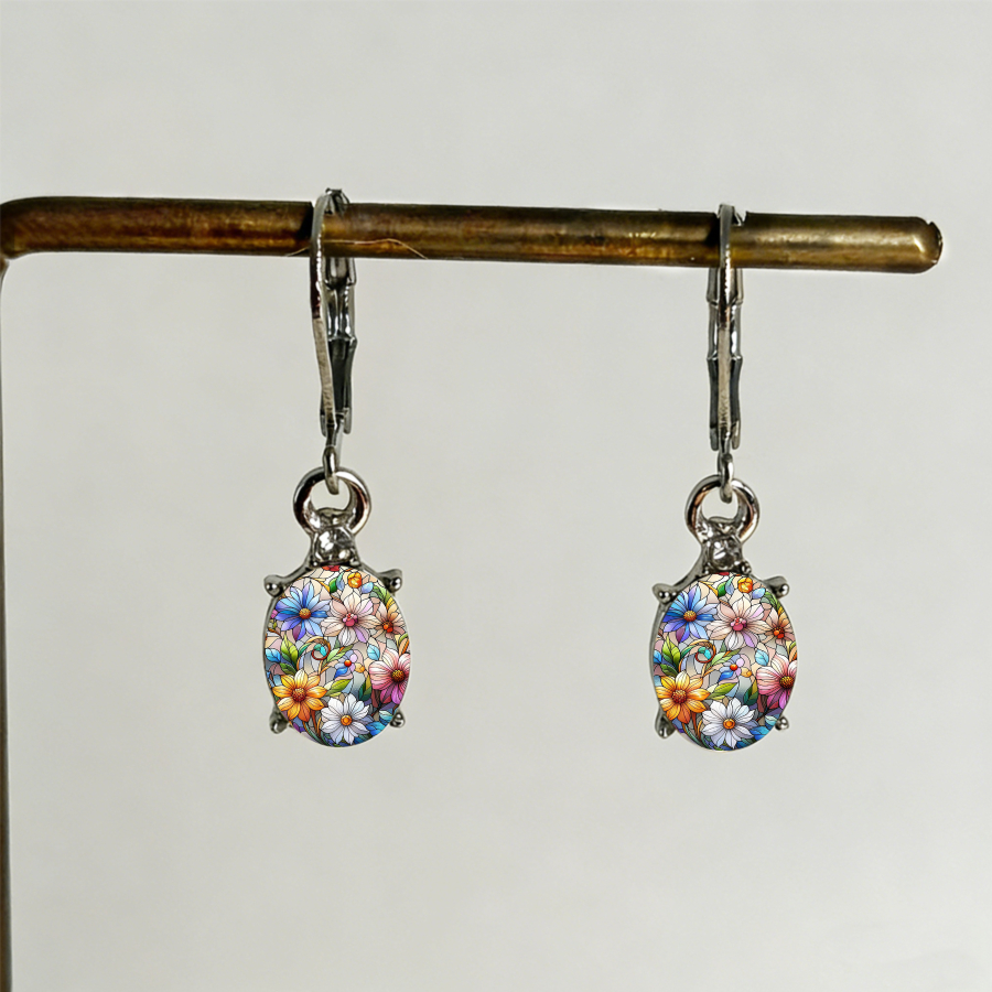 TEMU 2pcs Flower Earrings Daisy Earrings Botanical Earrings Nature Earrings Oval Earrings Earrings Plant Earrings Jewelry Additions Unique Jewelry