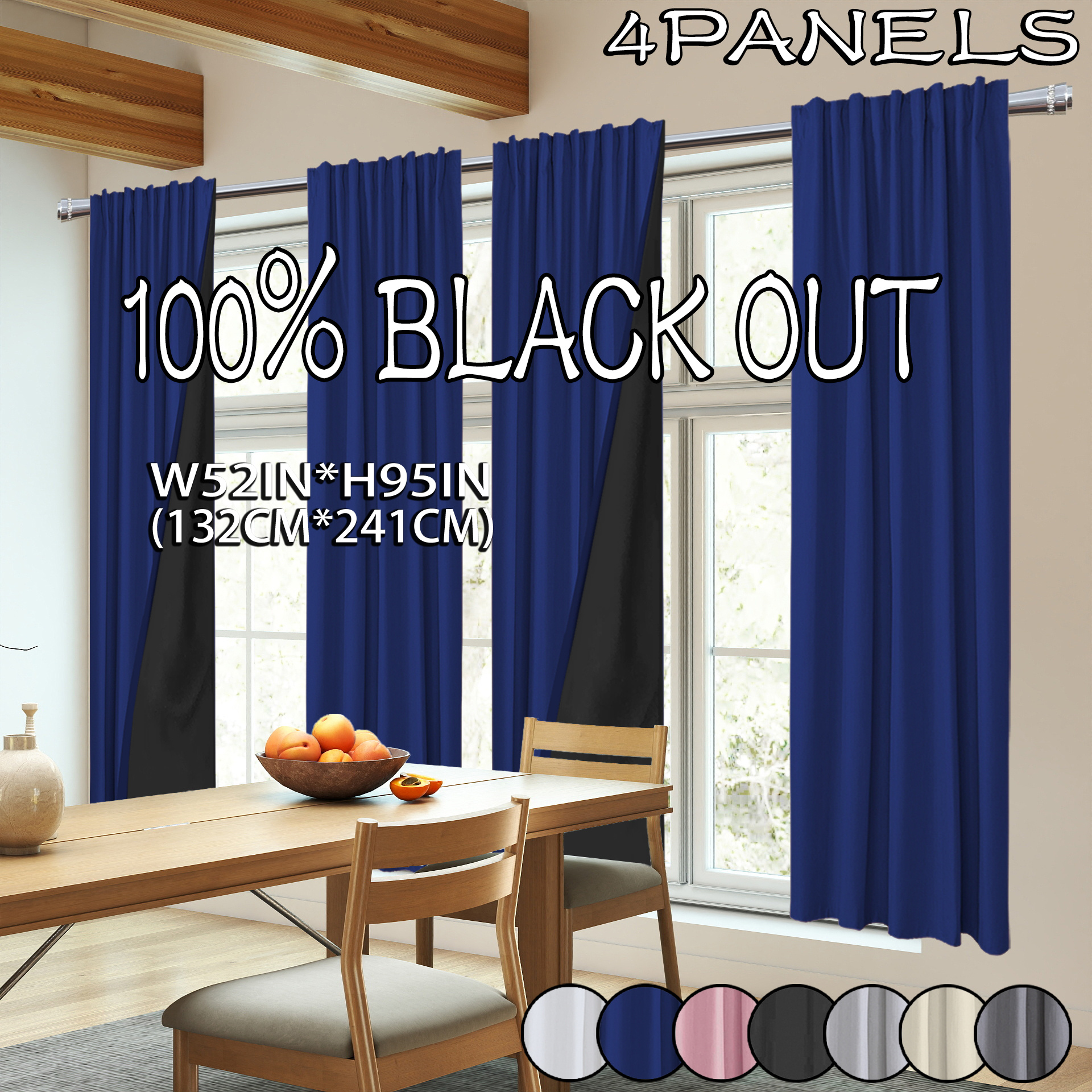 TEMU 4-panel Modern Thermal Insulating Blackout Curtains Suitable For Privacy & Blocking, Rod Pocket Window Drapes With Laminated Coating, Blocking