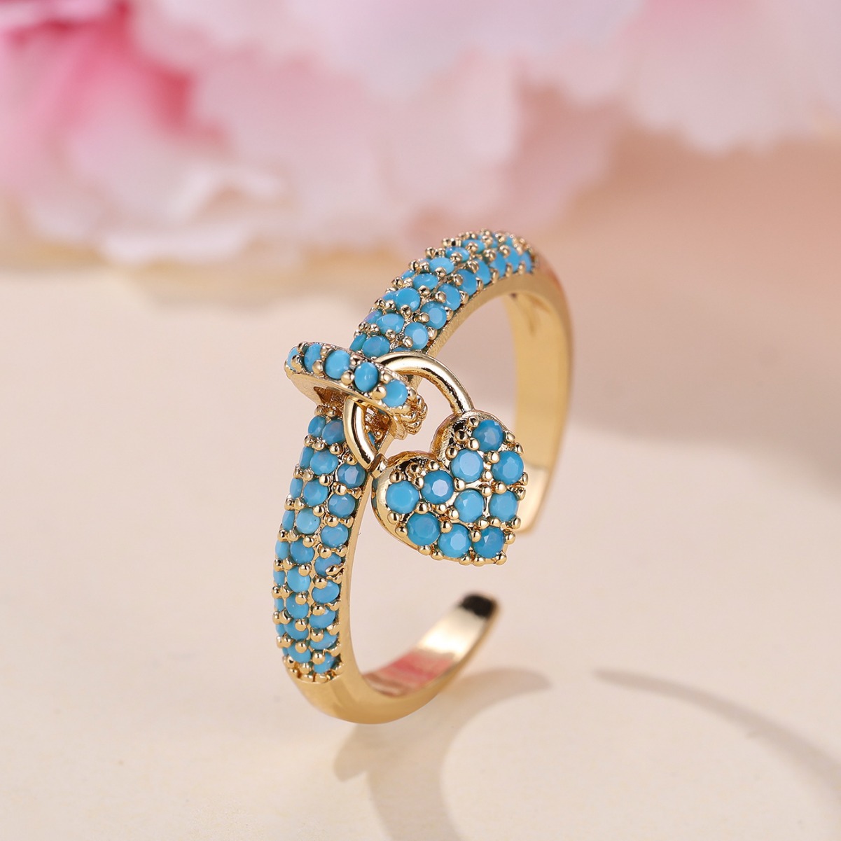 TEMU 1pc MANFANST Bague Ouverte Cœur Améthyste Strass Vintage, Mode Rétro Tendance