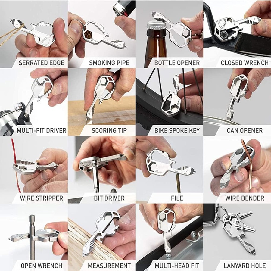 Multifunctional Key Shaped Multi Tool, 24-in-1