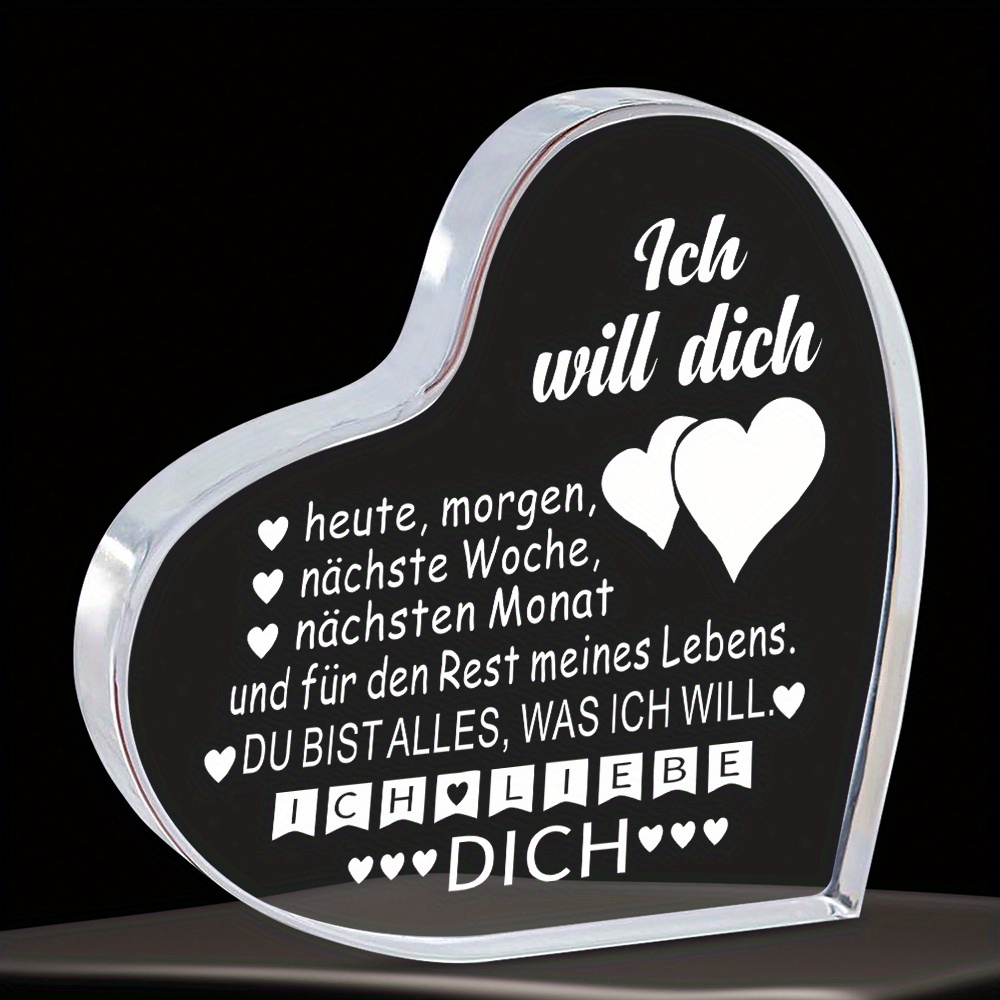 E-shop 2D Flat - [2D Flat] . Deutsches Hochzeitstagsgeschenk, 2D Acryl Herz Andenken, Geburtstagsgeschenk für Ihn/Ihr, Geschenke für Freundin, Freund,