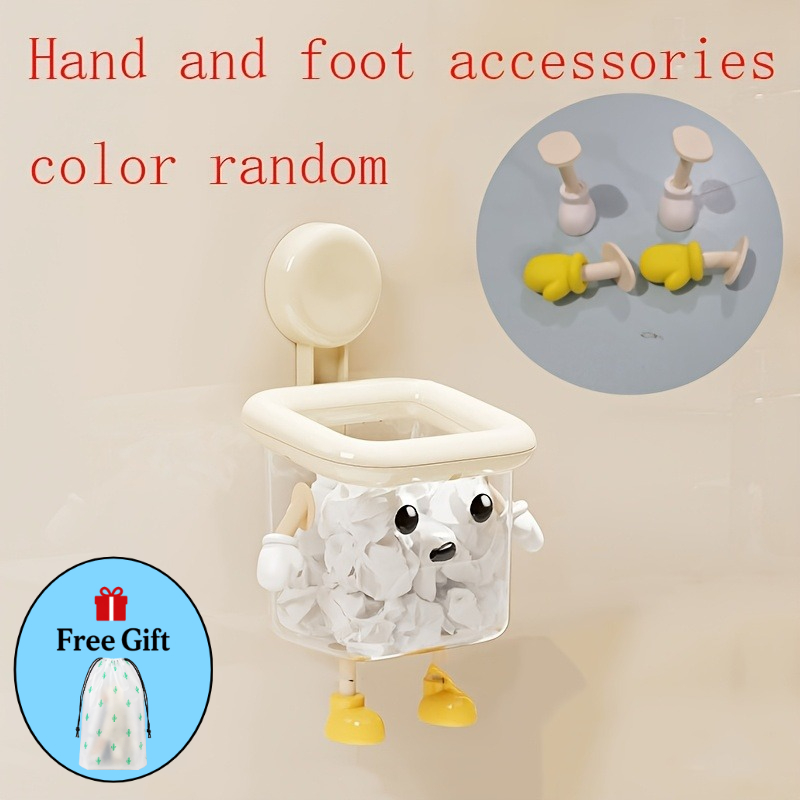 TEMU 1pc Combination Set (1pc Shelf And 1pc Cactus Storage Bag) Creative - Cute Toothbrush Holder, Home Wall-mounted No-drill Suction Cup, Bathroom -