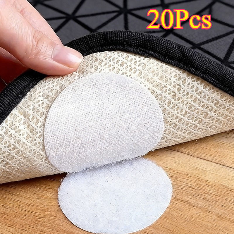 20pcs heavy duty anti   mats with strong     removal reusable double sided tape hook and loop fastening tape household anti slip mats suitable for offices gyms securing sofas mattresses and rugs floor protection