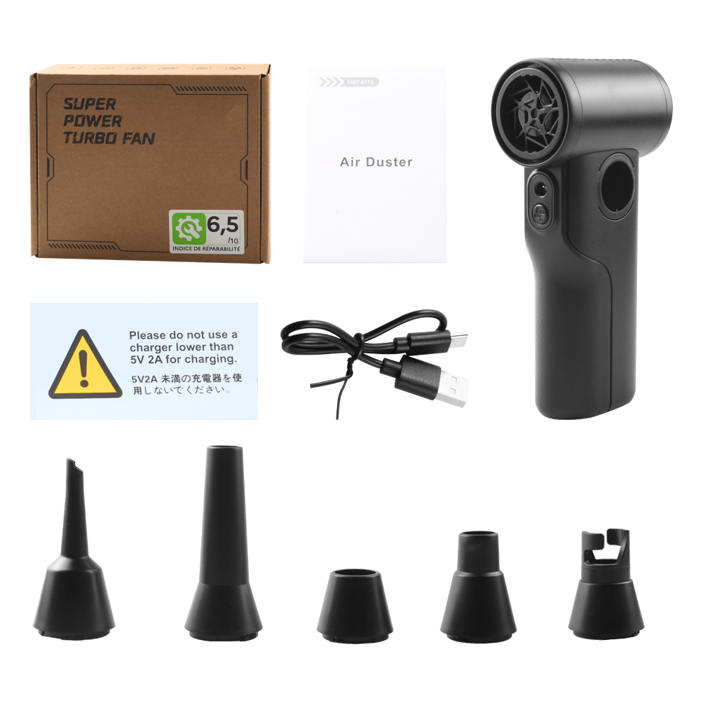 Image of 110000rpm Speed Fan With Led Light Display, Handheld Turbo Fan, Vacuum Kit Optional, For Pc Cleaning, Pet Drying, Outdoor Camping Inflation