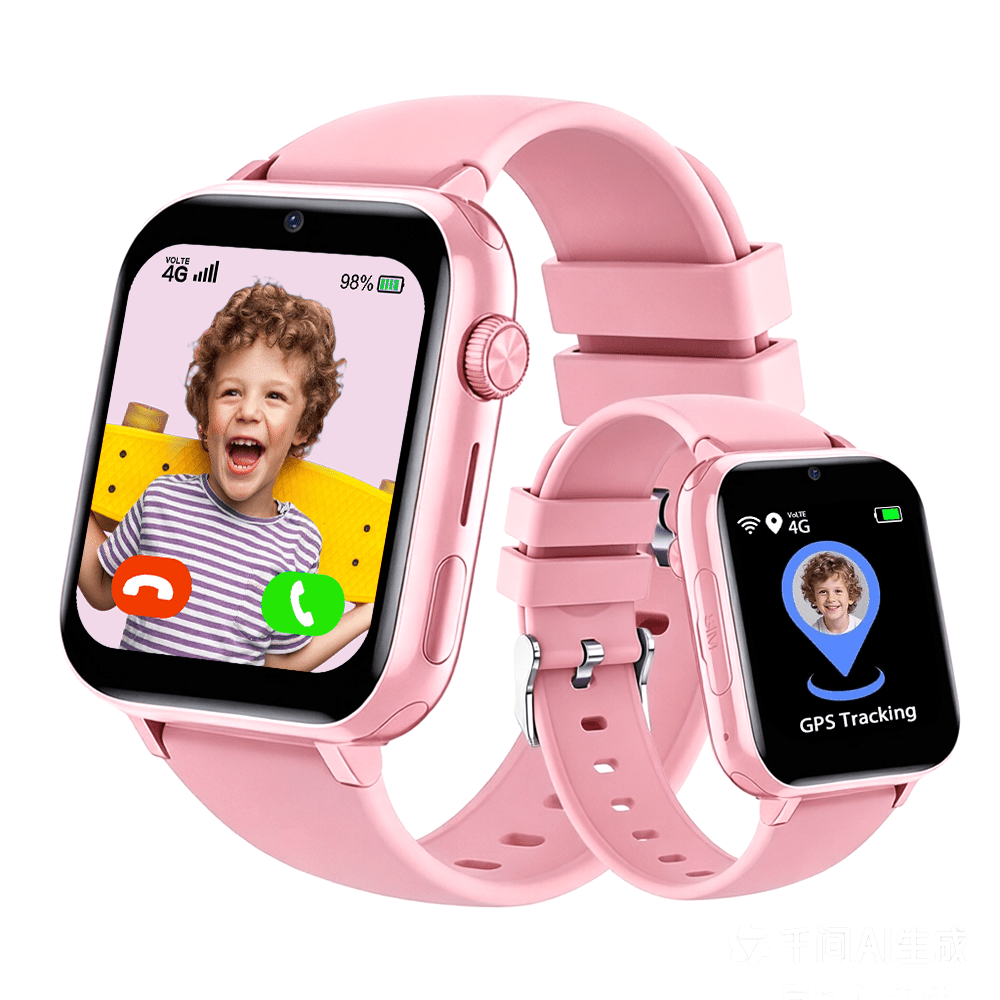 Smartwatch, 4G Telefoonhorloge voor Basisschool- en Middelbare Schoolstudenten, SIM-kaart Plug-In, Tweeweg Video Bellen, SOS Noodoproep, Stappenteller, GPS Locatie Smartwatch
