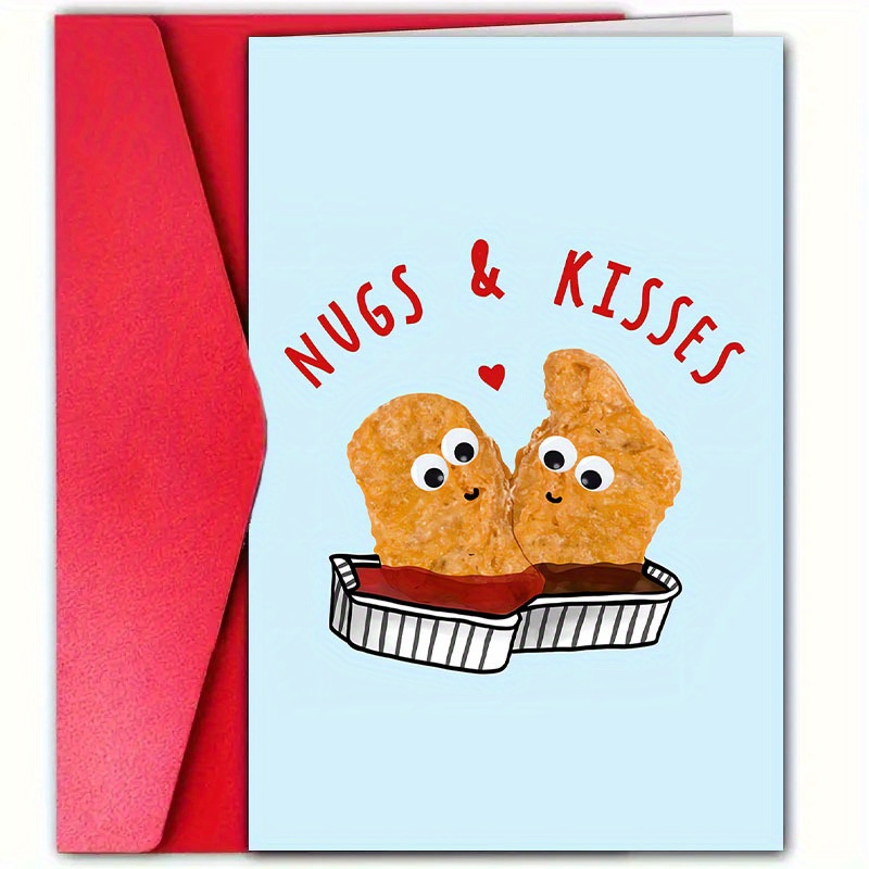 

1pc 's Day Greeting Card With Envelope, Chicken Design, High-quality Paper, Humorous Love Card For Anyone, Eyes & Smile, 12cm X 18cm