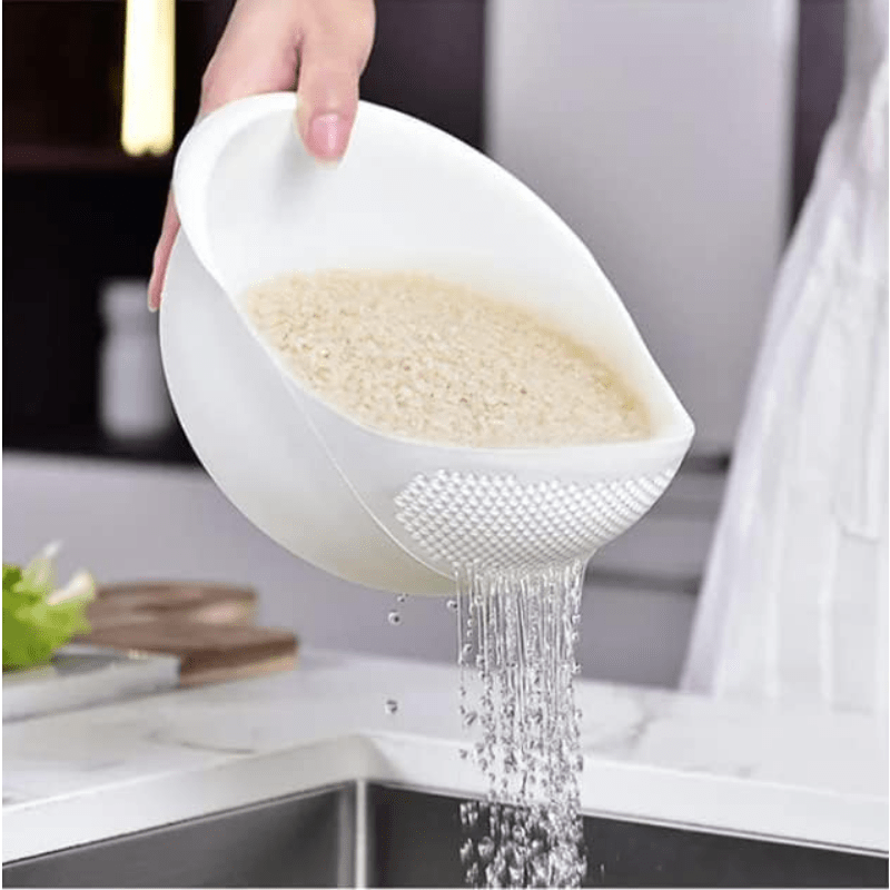 TEMU 1pc Of Plastic Kitchen Draining Device, Multi-functional Rice Washing Basket, Rice Washing Tray, Kitchen Rice Washing Basin, Rice And Vegetable