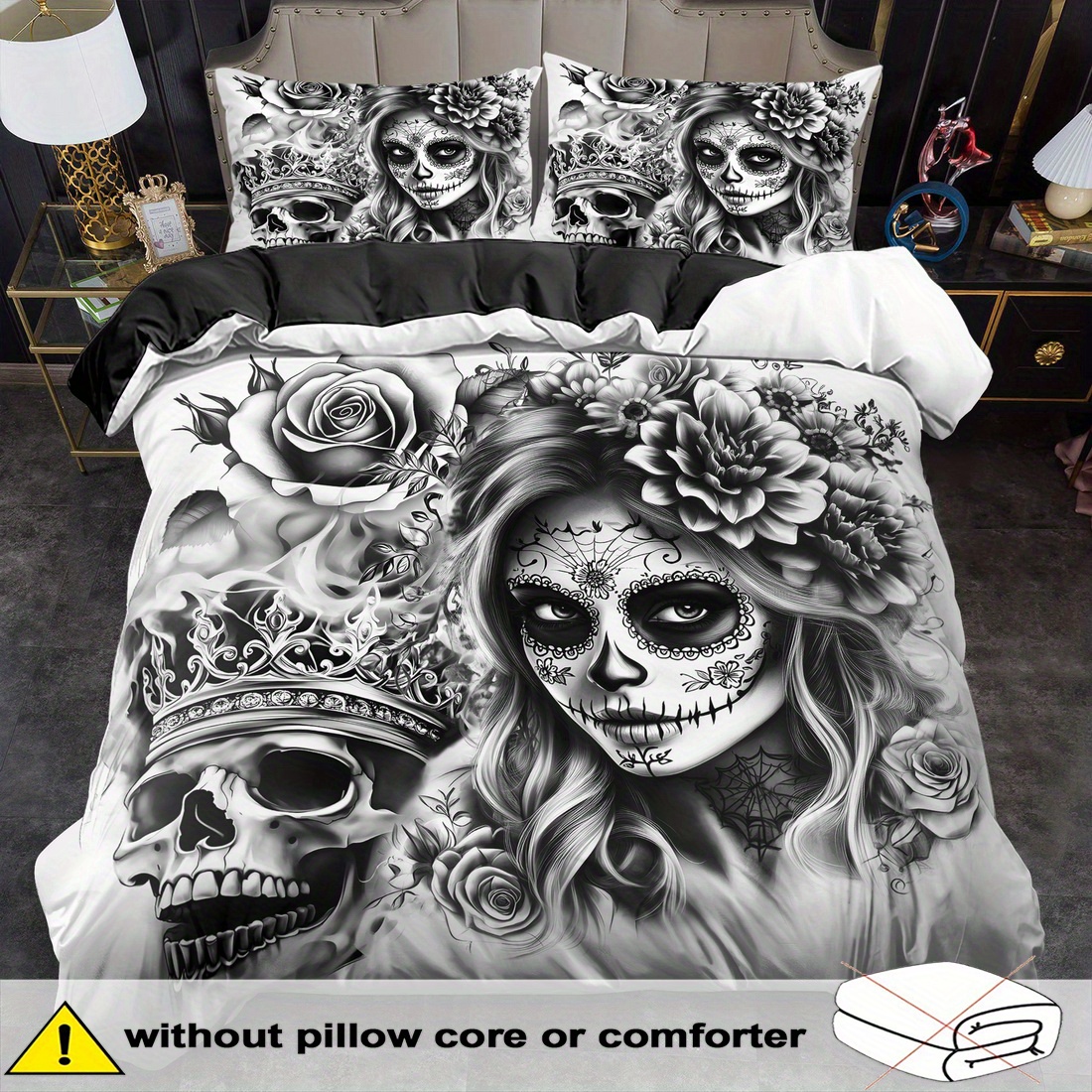 TEMU Set Copripiumino 2/3 pezzi, Stampa Rosa San, Set Copripiumino Stile King Queen, Biancheria da Letto, Poliestere Lavabile in Lavatrice,