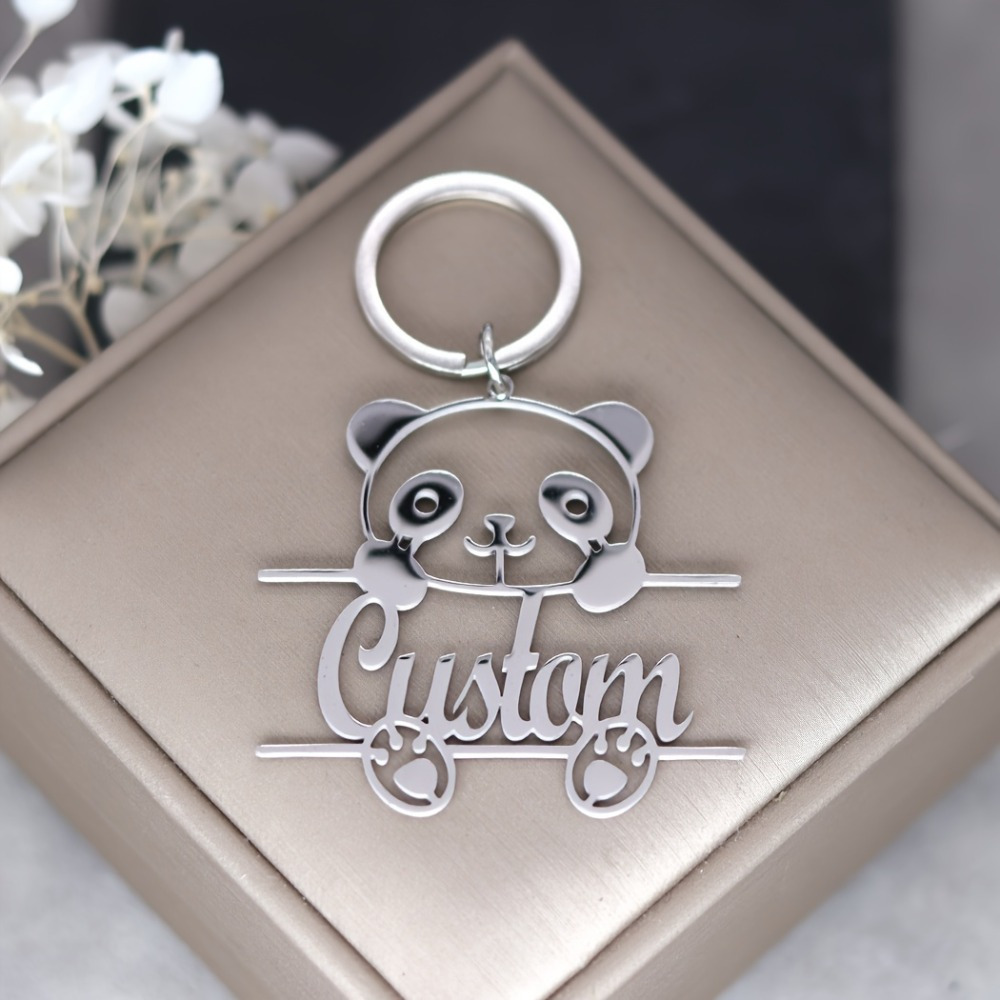 

Customized Stainless Steel Keychain With Personalized Name And , Featuring Cute Animal Design Suitable For Both Men And Women - An Ideal Gift