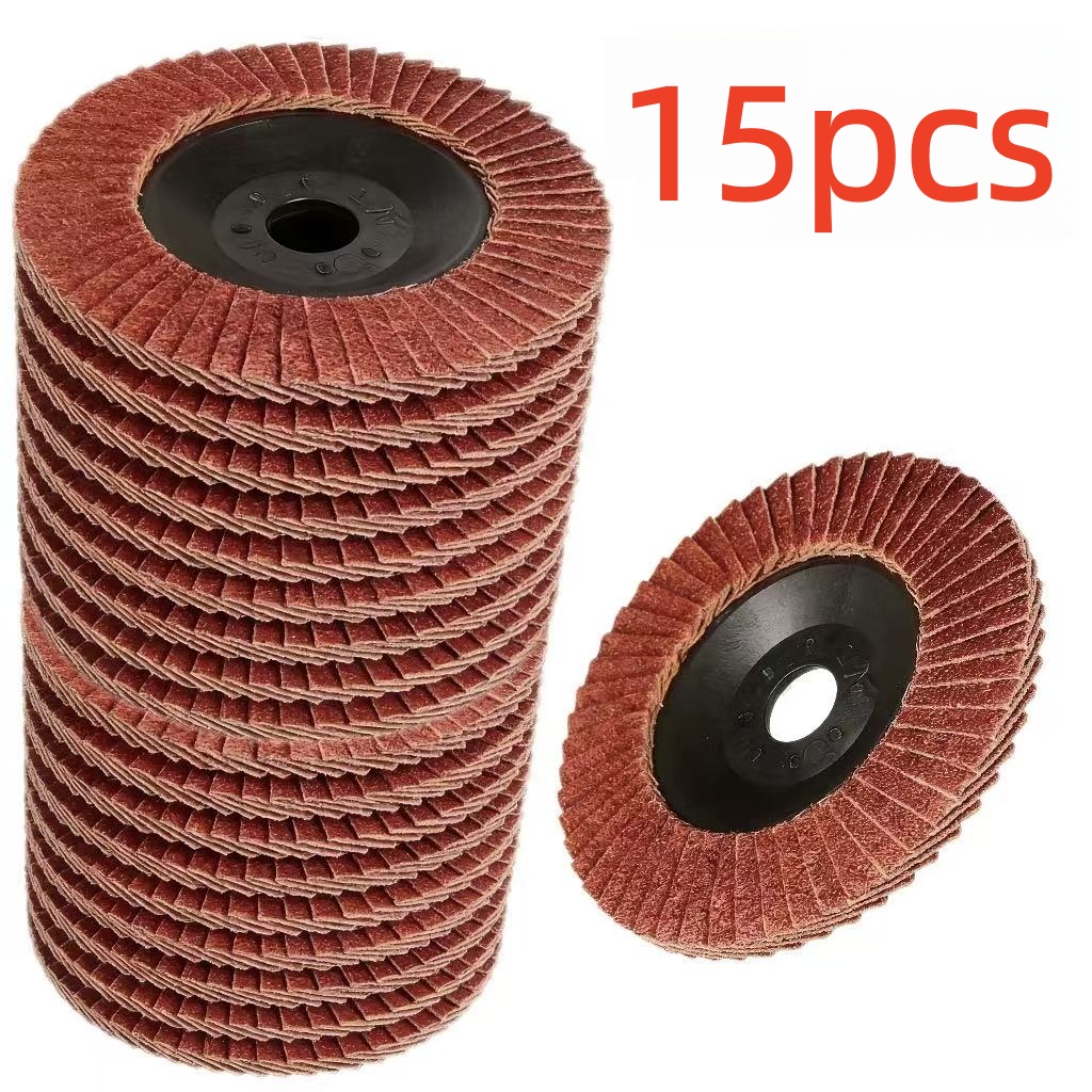 TEMU A Set Of 15pcs Of Heavy-duty 100mm (4-inch) Sandpaper Grinding Wheels, 60 Grit. Suitable For Metal Rust Removal And Polishing, With A Built-in