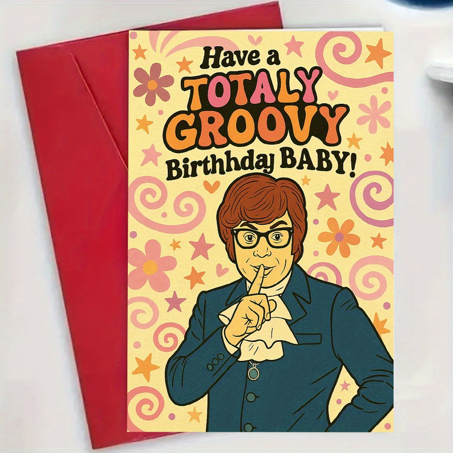 TEMU 1 carte d'anniversaire incroyable avec un design vintage d'Austin Bowles, parfaite pour ou les événements spéciaux, conçue comme une enveloppe