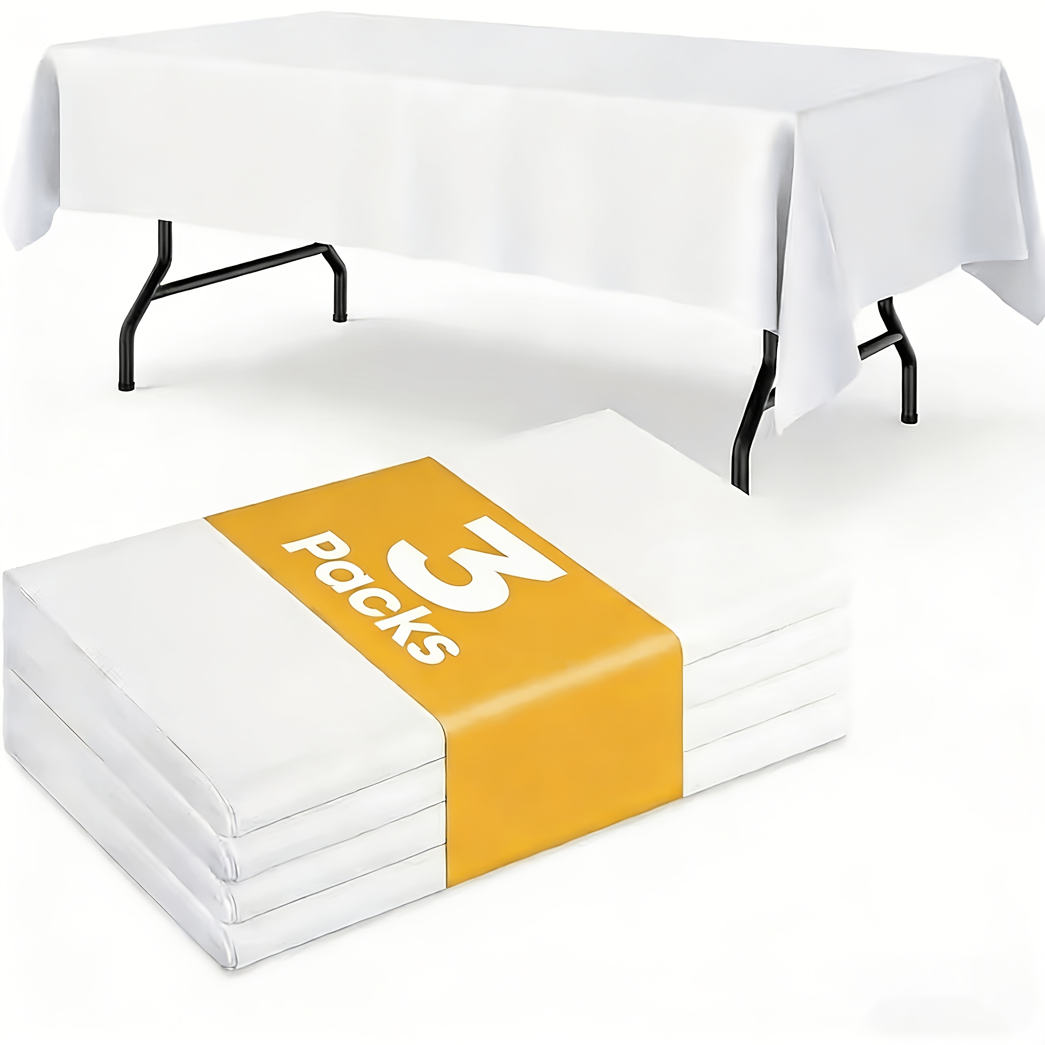 Image of 3-pack Heavy-duty Disposable Plastic Tablecloths, 54x72 Inches Large Party Tablecloths - Suitable For Weddings, Birthdays, Gender Reveals, Buffet Tables, Easy To Clean Tablecloths, No Installation