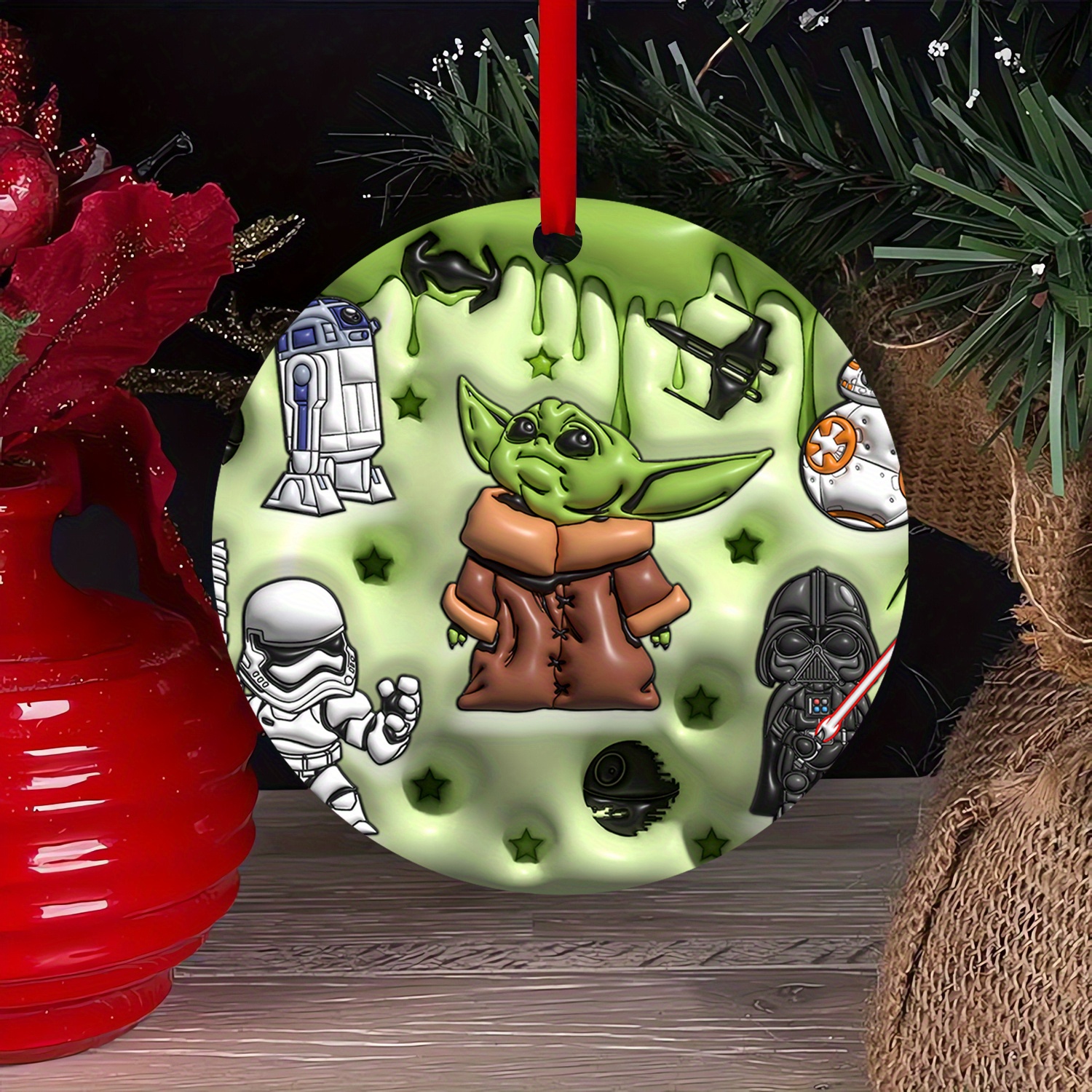 

[halloween][] 1pc Christmas Ornament Yoda Round Decorative Pendants Christmas Pendants, Decoration, Decoration, Decoration Pendants, Decoration Sdgs1031