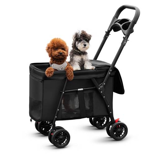 dog stroller foldable pet stroller with 4 wheels mesh windows for small medium dogs up to 44lbs