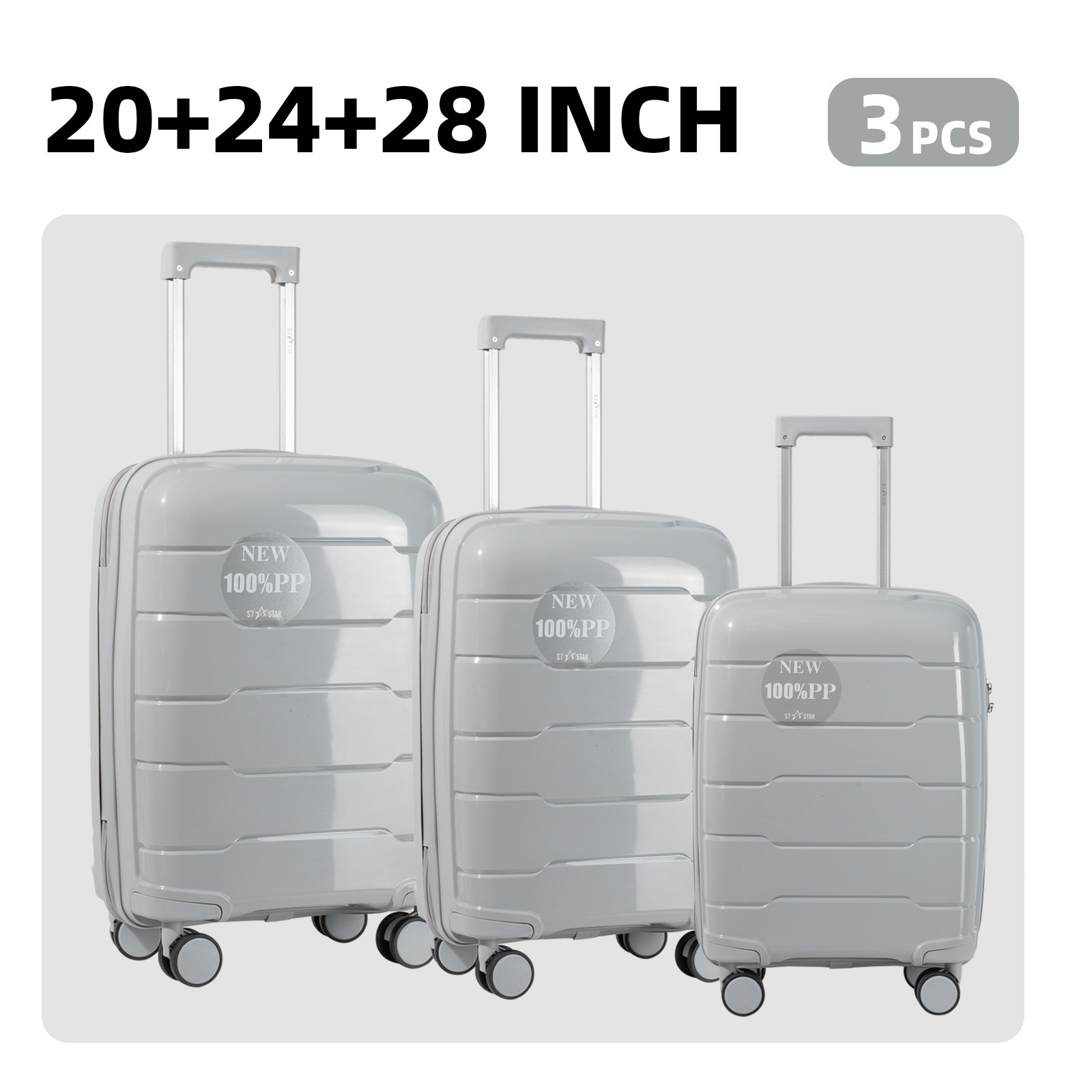 Pp 3pcs Multi-functional Travel Suitcase! 20/24/28 Inch Business, Elegant And Fashion, With Spinner Wheels For Lightweight Rolling, Compatible With Suitcase, Luggage Set, Carry On Luggage.