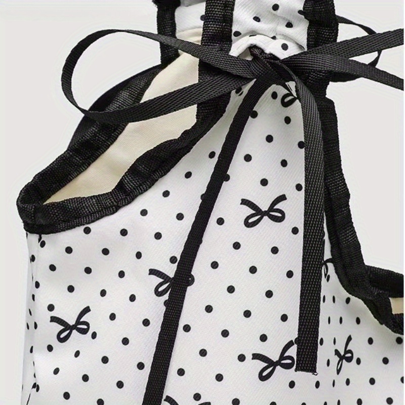 シックな黒と白の トートバッグ リボン 付き パーティー・日常