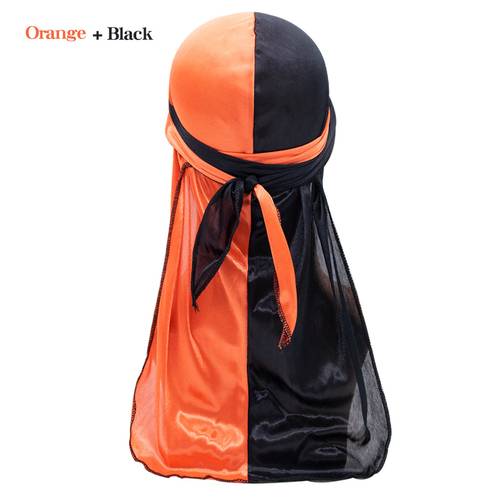 1pc bohemian two tone south african durag headscarf hat elastic hair protection pirate with long tail breathable suitable for dreadlocks machine washable suitable for gym outdoor casual wear
