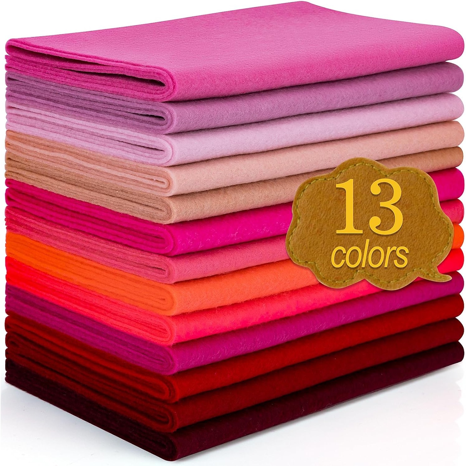 E-shop 2026 Luck Horse 13 Rollen 8"x35" Filzstoffblätter 13 Sortierte Rote Serienfarben Filzpackung für DIY Basteln Nähen Quadrate Vliesstoff Patchwork