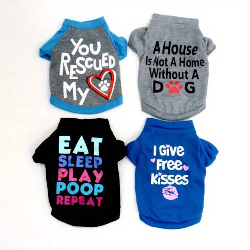 4pcs puppy kitten clothes spring autumn pet shirts dog thin t shirts suitable for male dog apparel pet clothing