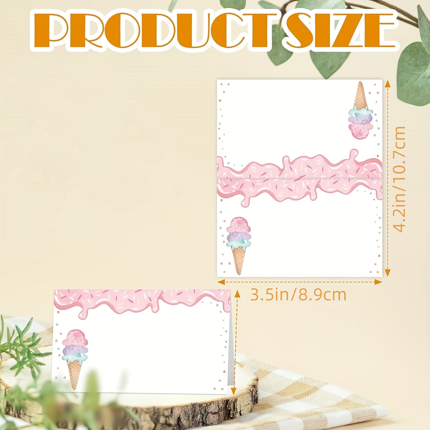 TEMU 20pcs Pink Cream-filled Candy Party Decoration Table Cards, Table Setting, Pool Beach Party, Birthday Gender Reveal Supplies, Macaron Ice Cream