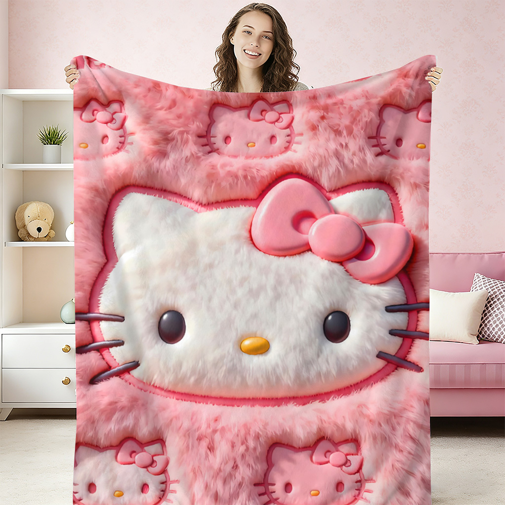 TEMU Plush Pattern 2d Printed Flannel Blanket | Bulk , Halloween Winter New Year Holiday Blanket, Soft Warm Commemorative Blanket, Family Use,