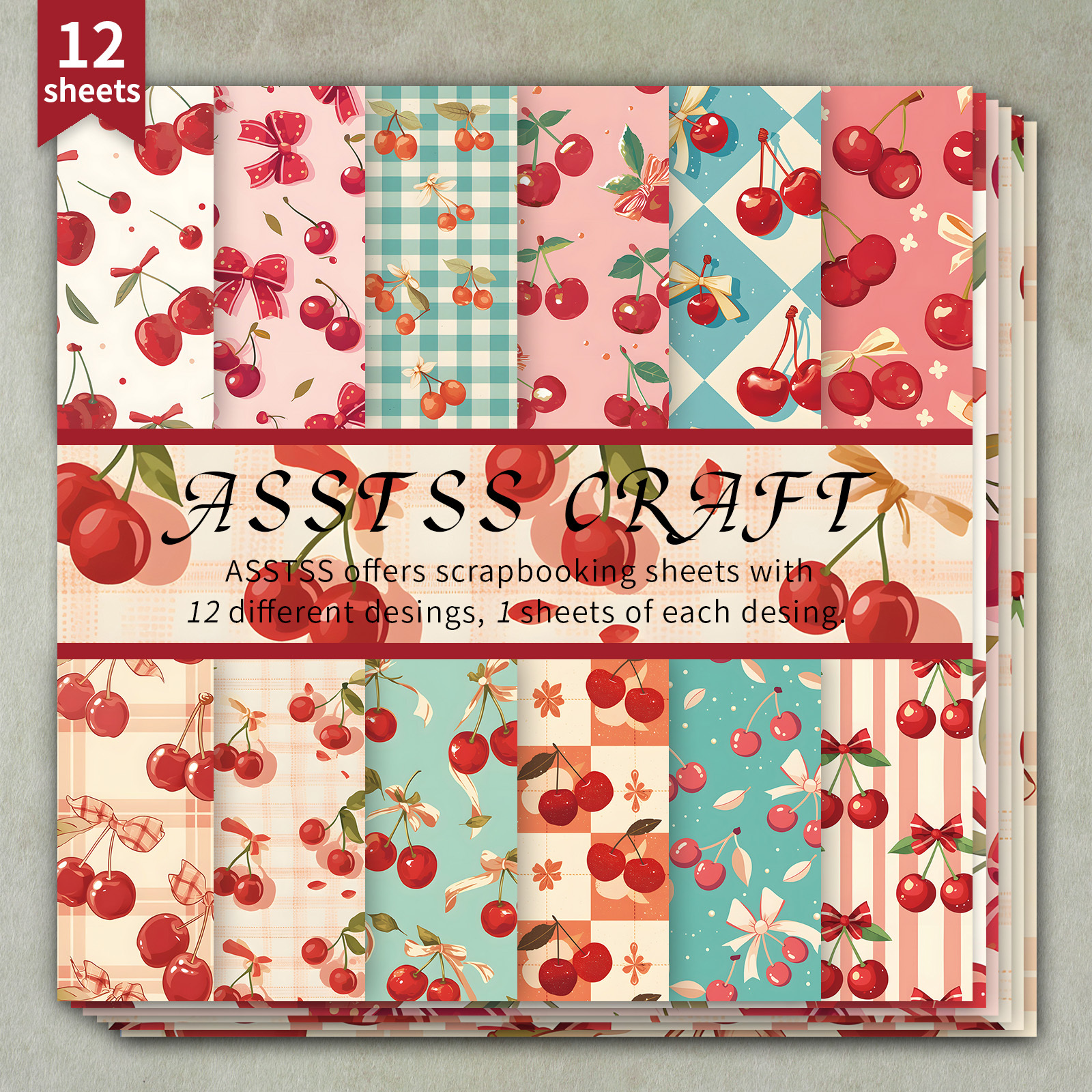 TEMU 12-sheet Asstss 6*6-inch Scrapbooking Paper Pad, Spring Backing Paper Supplies, Heavyweight Cardstock For Journaling, Collage Art, Greeting
