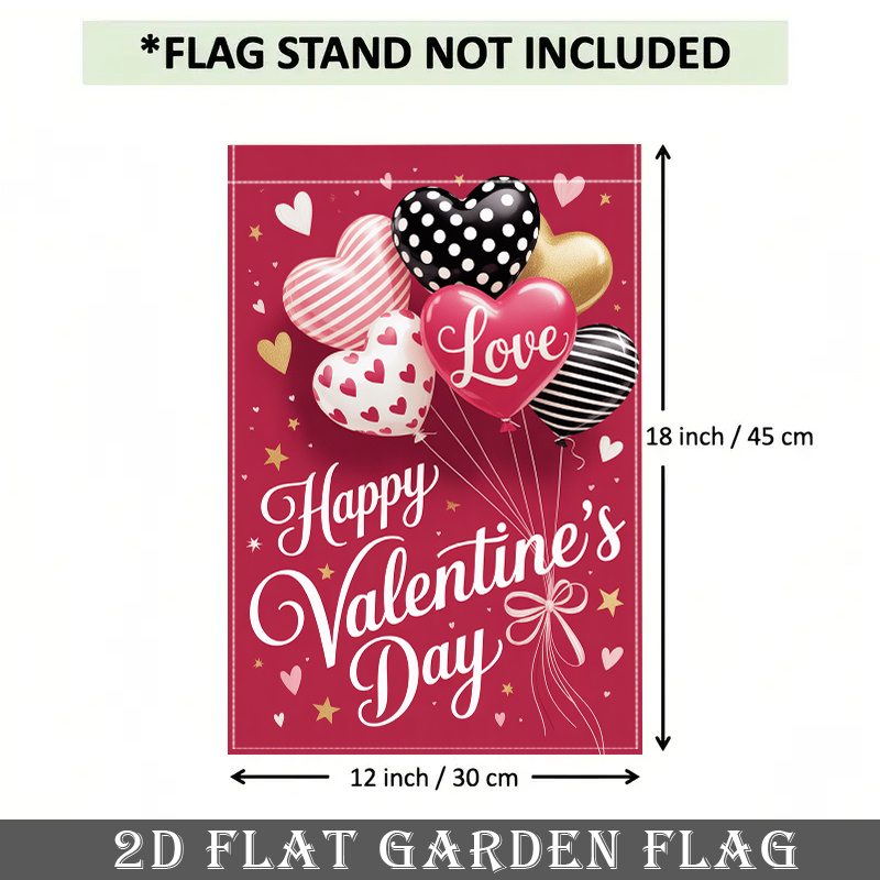 TEMU 2d Flat - 2d Flat - Single Piece Of A 2d Flat Banner Featuring A Heart Balloon For Valentine's Day, Designed , Double-sided And Durable For
