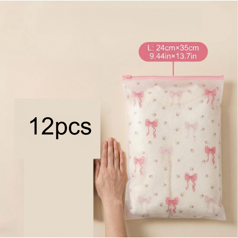 TEMU Set da 12 sacchetti portaoggetti trasparenti con e cerniera, [19.99cm/27.99cm] per abbigliamento, calzini, articoli da toeletta, asciugamani,