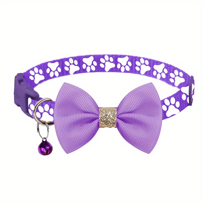 1pc pet collar with adjustable cute bow tie collar design   black gray brown with paw print pattern durable polyester material suitable for small and large dogs and cats for daily use and special Product details 11