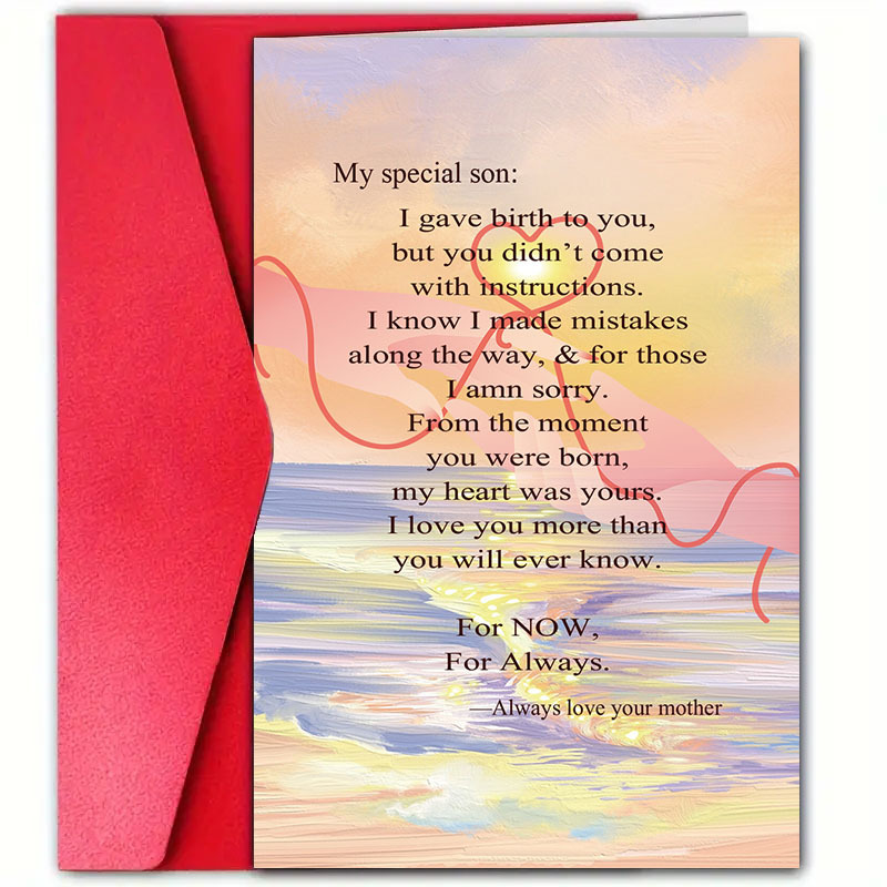 

Son - Mom Greeting Card With Envelope, Birthdays & , 4.7" X 7.1", Unique Note