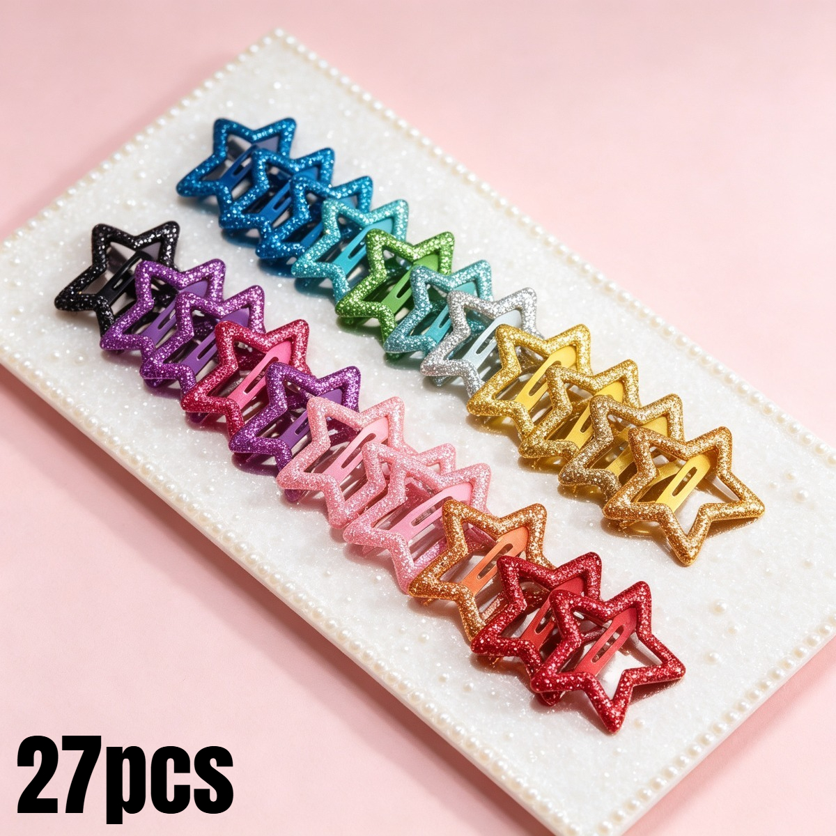 TEMU 27pcs Star-shaped Hair Clips, Shiny Hollow-out Metal Starfish Hair Clips, Fashionable Women's Hair Accessories, Stylish Y2k Vintage Side- Bangs
