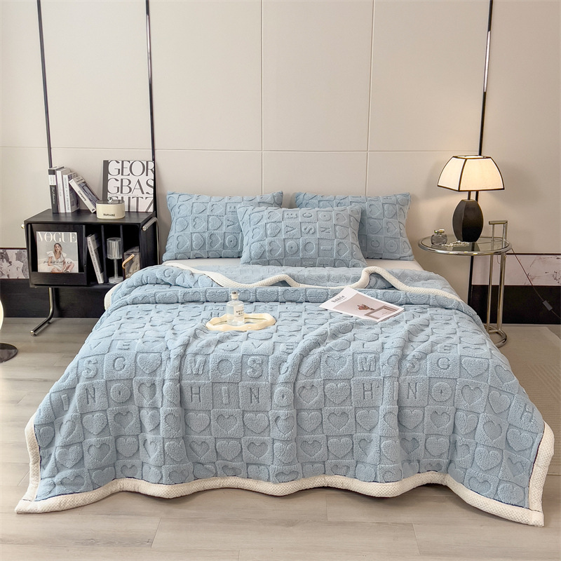 1pc contemporary thickened fleece knit blanket 250 300gsm polyester ultrasonic embossed machine washable     cover bedding office nap throw home decor for bedroom sofa outdoor camping back to school christmas new year Product details 2