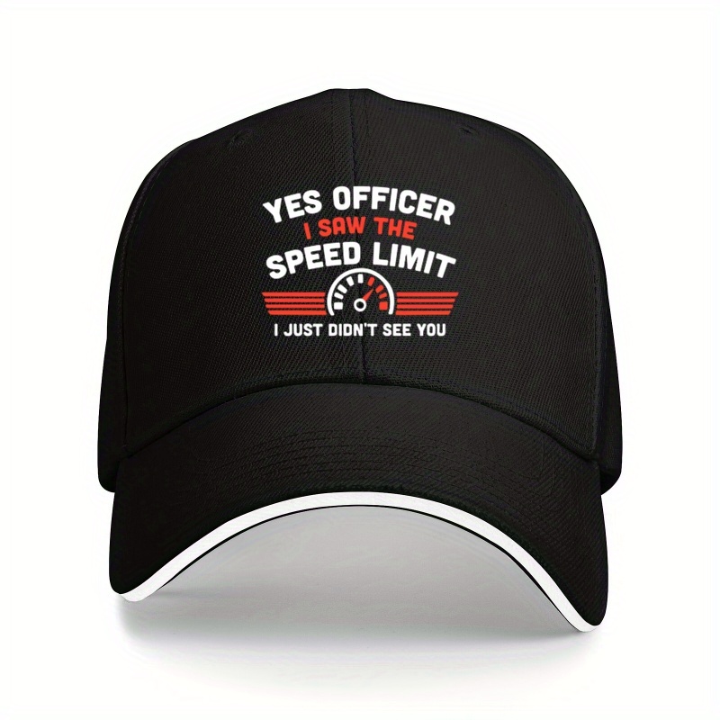 TEMU 1pc Unisex Fishing Sandwich Baseball "yes Officer_ I Saw The Speed Limit_ I Just Didn' You" Fashionable Polyester Duckbill , Casual Outdoor