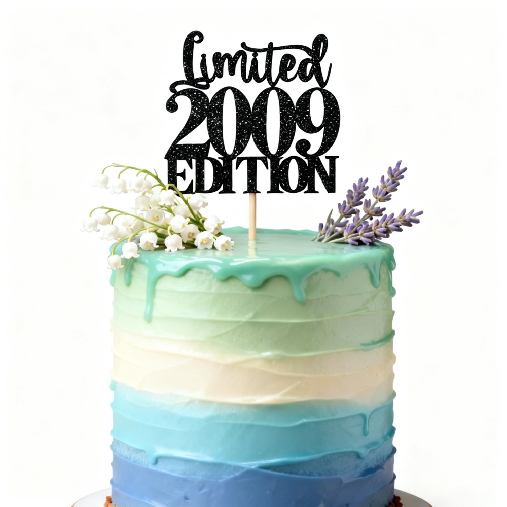 1pc Modern 2009 Cake Topper In Sleek Black - Essential Party Cake Decorating Supplies For A 17th Birthday Or Anniversary
