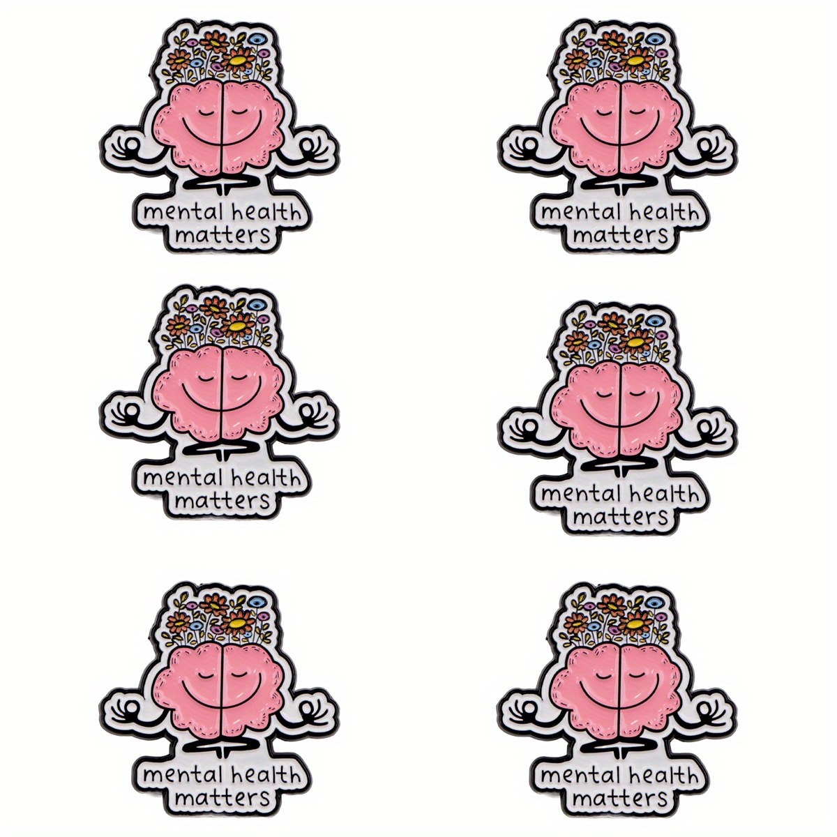 TEMU 2d Flat - [2d Flat] 6pcs Psychological Awareness Acrylic Brooches Women's Backpack Clothes Fashion Additions Fun Decoration Pins Novelty Gifts