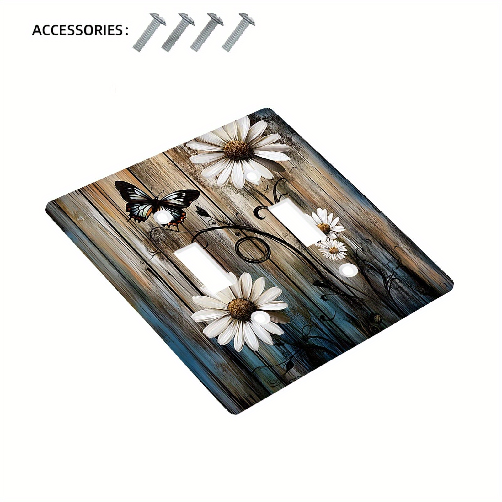 TEMU Rouleau de rideaux de café rustique ferme 1 ou 2 , motif marguerite, assiettes d'art | Graphiques décoratifs pour plaque murale, cache