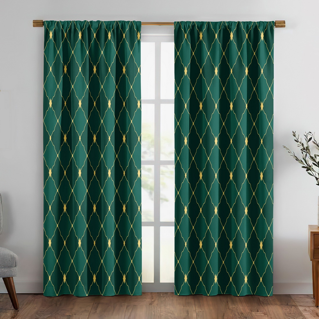 TEMU 2pcs Bohemian Modern Curtains Semi--filtering Panels - Rod Pocket Window Drapes Suitable For Bedroom, Living Room, Kitchen - Washable Polyester