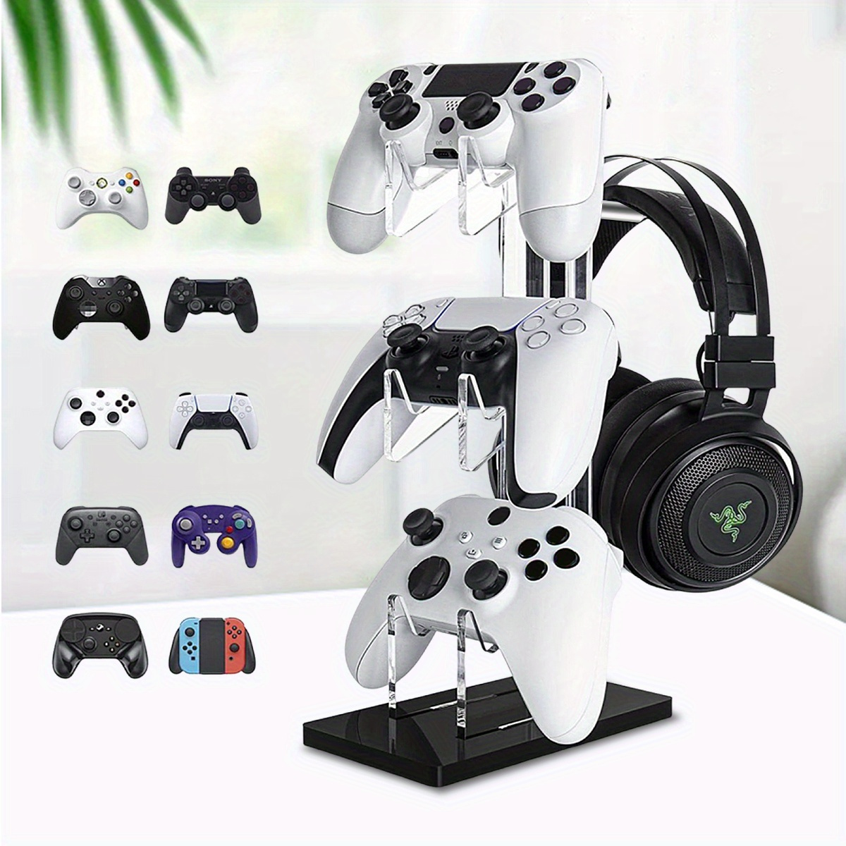 

Acrylic Gamepad Stand With Headphone Holder - Desktop Display Organizer For Ps4, Ps5, Ps3, , For Switch Controllers, Joystick Holder, Acrylic, Gamepad, Headphone Holder, Organizer