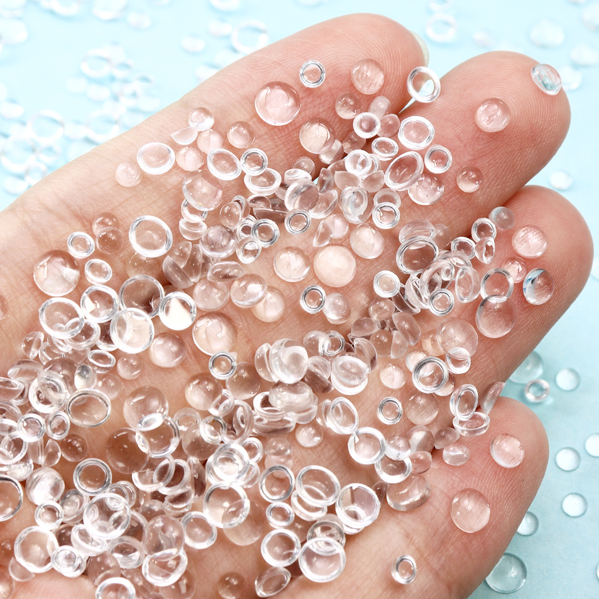 Image of 2d Flat - 300pcs Mixed Size Mermaid Rhinestones, Semi-circular Flat , Simulated Teardrop Gemstones For Epoxy Resin Mould Filling Decorations