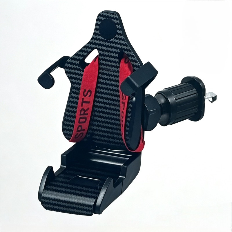 TEMU Racing Seat-shaped Car Phone Holder, Designed For Car Air Vents, Trendy And Appearance, Strong Carbon Fiber Texture, Ideal For Car Modification