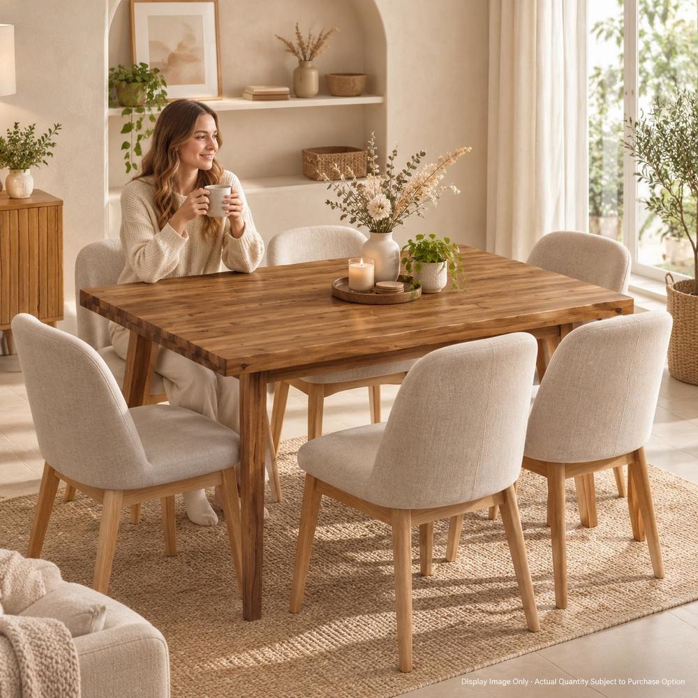 Image of Solid Acacia Wood Table Top 80x60x3 Cm With Galvanized Steel Legs Modern For Dining Room Living Room Home Office