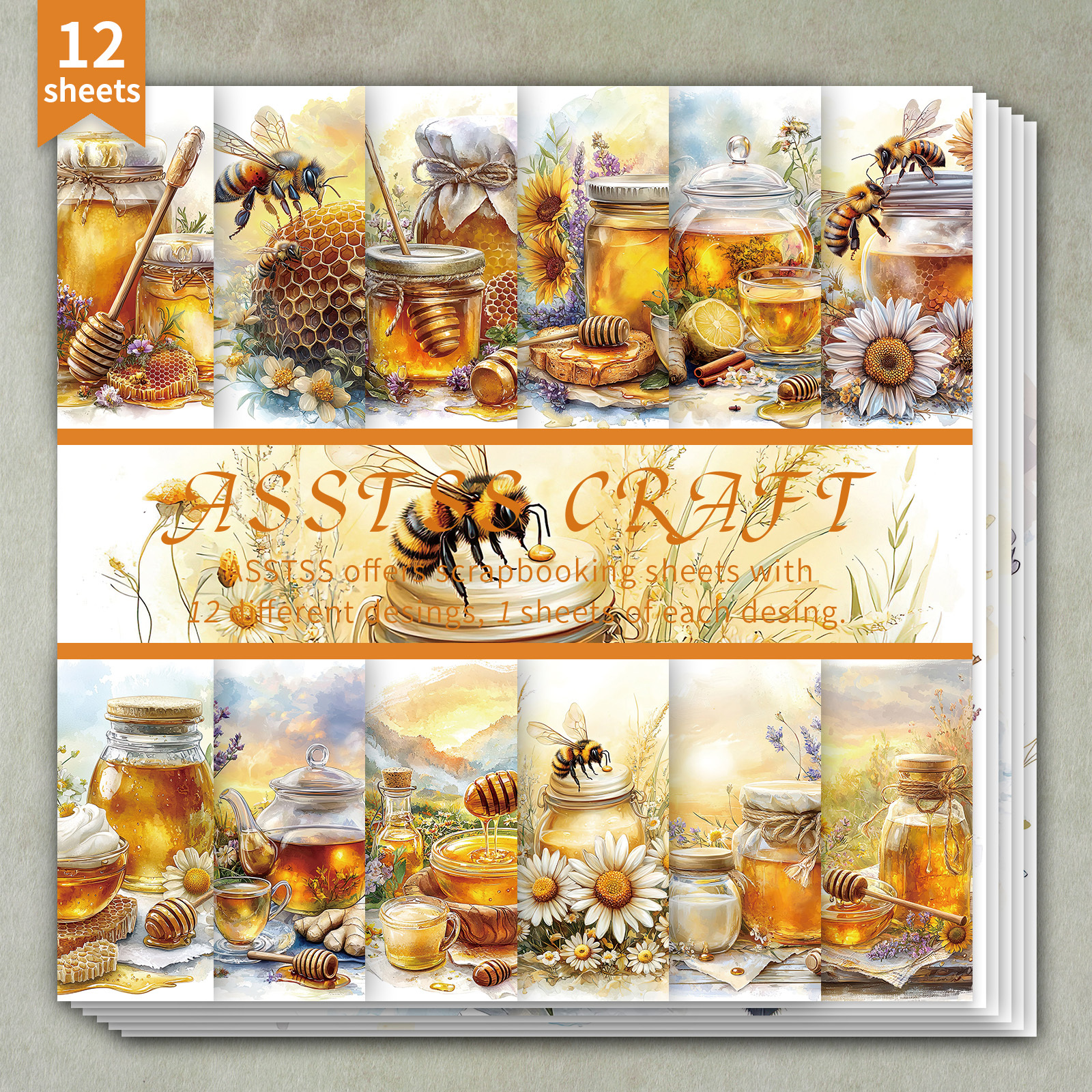 TEMU 12-sheet Asstss 6*6-inch Scrapbooking Paper Pad, Featuring A Vintage Watercolor Design, Cozy Rustic Farmhouse Projects. This Heavyweight
